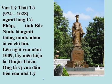 Bài giảng Lịch sử Lớp 4 - Bài 9: Nhà Lý dời đô ra Thăng Long