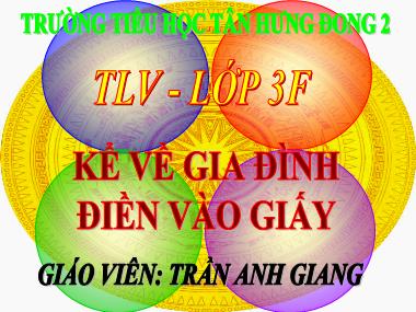 Bài giảng môn Tiếng việt Lớp 3 - Tập làm văn: Kể về gia đình, Điền vào giấy tờ in sẵn - Trần Anh Giang