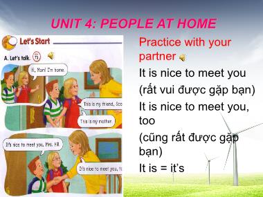 Bài giảng Tiếng anh Lớp 3 - Unit 4: People at home