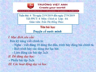 Bài giảng Tiếng việt Lớp 4 - Chính tả: Truyện cổ nước mình - Trần Thị Hồng Thảo
