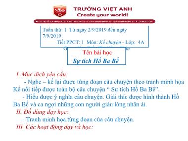 Bài giảng Tiếng việt Lớp 4 - Kể chuyện: Sự tích Hồ Ba Bể - Trần Thị Hồng Thảo