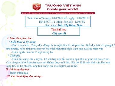 Bài giảng Tiếng việt Lớp 4 - Tập đọc: Chị em tôi - Trần Thị Hồng Thảo