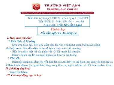 Bài giảng Tiếng việt Lớp 4 - Tập đọc: Nỗi dằn dặt của An-đrây-ca - Trần Thị Hồng Thảo