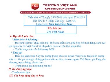 Bài giảng Tiếng việt Lớp 4 - Tập đọc: Tre Việt Nam - Trần Thị Hồng Thảo