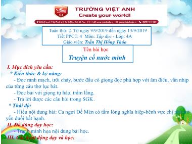 Bài giảng Tiếng việt Lớp 4 - Tập đọc: Truyện cổ nước mình - Trần Thị Hồng Thảo