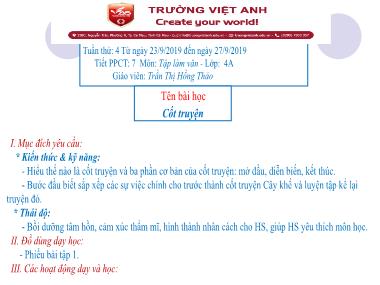 Bài giảng Tiếng việt Lớp 4 - Tập làm văn: Cốt truyện - Trần Thị Hồng Thảo