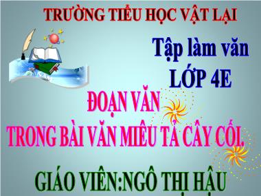 Bài giảng Tiếng việt Lớp 4 - Tập làm văn: Đoạn văn trong bài văn miêu tả cây cối - Ngô Thị Hậu