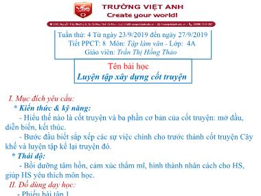 Bài giảng Tiếng việt Lớp 4 - Tập làm văn: Luyện tập xây dựng cốt truyện - Trần Thị Hồng Thảo