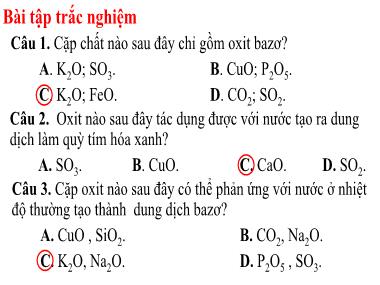 Bài giảng Hóa học Lớp 9 - Bài 5: Luyện tập Tính chất hóa học của oxit và axit