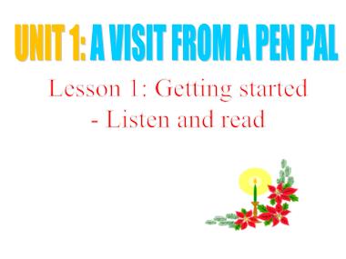 Bài giảng môn Tiếng anh Khối 9 - Unit 1, Lesson 1: A visit from a pen pal