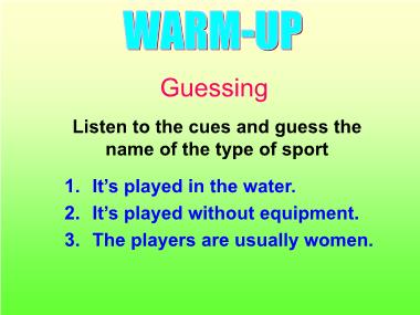 Bài giảng Tiếng anh Lớp 12 (Sách cũ) - Unit 12: Water sports - Part C: Listening