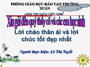 Bài giảng Khoa học Lớp 5 - Bài 62: Môi trường và tài nguyên thiên nhiên - Lê Thị Tuyết