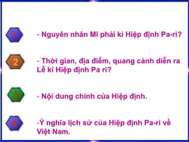 Bài giảng Lịch sử Lớp 5 - Bài 25: Lễ kí hiệp định Pari