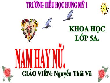 Bài giảng môn Khoa học Lớp 5 - Bài 23: Nam hay nữ - Nguyễn Thái Vũ