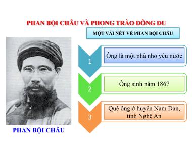 Bài giảng môn Lịch sử Lớp 5 - Bài 5: Phan Bội Châu và phong trào Đông du