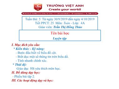 Bài giảng môn Toán Lớp 4 - Biểu đồ (Tiếp theo) - Trần Thị Hồng Thảo