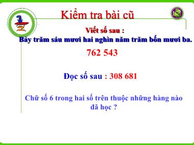 Bài giảng môn Toán Lớp 4 - Hàng và lớp