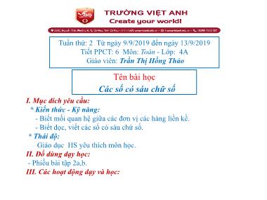 Bài giảng Toán Lớp 4 - Các số có sáu chữ số - Trần Thị Hồng Thảo