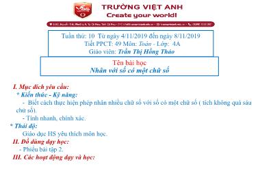 Bài giảng Toán Lớp 4 - Nhân với số có hai chũ số - Trần Thị Hồng Thảo