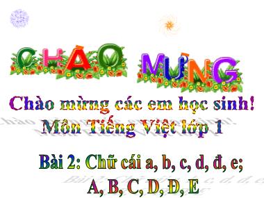 Bài giảng môn Tiếng Việt Lớp 1 - Bài 2 Học vần: Chữ cái a, b, c, d, đ, e; A, B, C, D, Đ, E - Trường Tiểu học Quang Trung