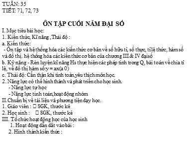 Bài giảng Đại số Lớp 7 - Tuần 35: Ôn tập cuối năm