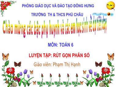 Bài giảng Số học Lớp 6 - Tiết 72: Luyện tập Rút gọn phân số - Phạm Thị Hạnh