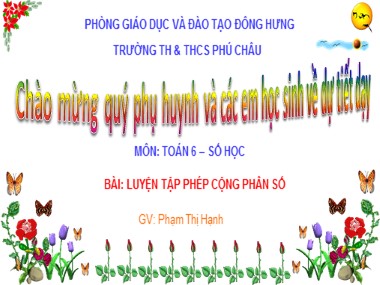 Bài giảng Số học Lớp 6 - Tiết 79: Luyện tập phép cộng phân số - Phạm Thị Hạnh