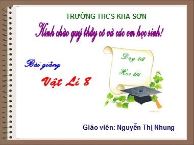 Bài giảng Vật lí Lớp 8 - Chủ đề: Các hình thức truyền nhiệt - Nguyễn Thị Nhung