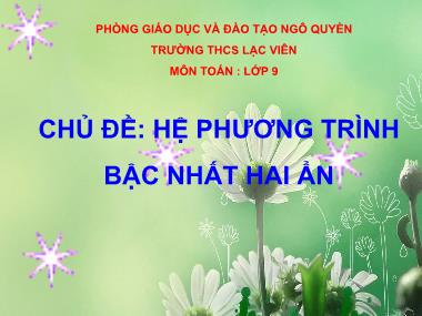 Bài giảng Đại số Lớp 9 - Chương 3, Bài 2: Hệ phương trình bậc nhất hai ẩn - Trường THCS Lạc Viên