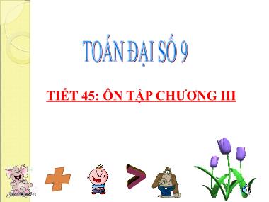 Bài giảng Đại số Lớp 9 - Tiết 45: Ôn tập chương 3 Hệ hai phương trình bậc nhất hai ẩn