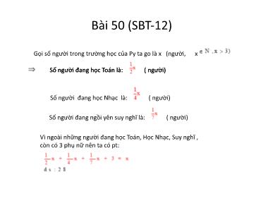 Bài giảng môn Đại số Khối 8 - Chương 3, Bài 7: Giải bài toán bằng cách lập phương trình (Tiếp theo)