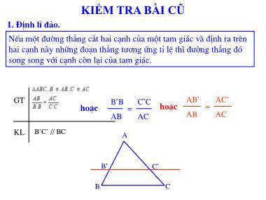 Bài giảng môn Hình học Lớp 8 - Chương 3, Bài 3: Tính chất đường phân giác của tam giác. Luyện tập