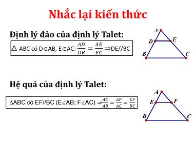 Bài giảng môn Hình học Lớp 8 - Tiết 40: Tính chất đường phân giác của tam giác