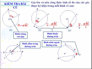 Bài giảng môn Hình học Lớp 9 - Tiết 44: Góc có đỉnh ở bên trong đường tròn. Góc có đỉnh ở bên ngoài đường tròn