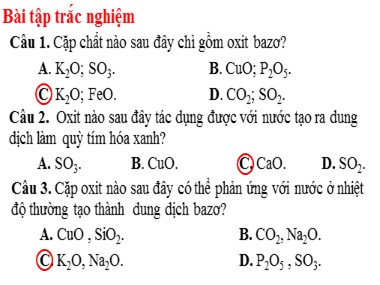 Bài giảng Hóa học Khối 9 - Bài 5: Luyện tập Tính chất hóa học của oxit và axit