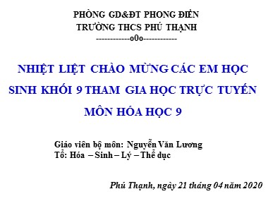 Bài giảng Hóa học Lớp 9 - Bài 35: Cấu tạo phân tử hợp chất hữu cơ - Nguyễn Văn Lương
