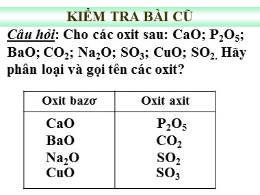 Bài giảng Hóa học Lớp 9 - Tiết 1, Bài 1: Tính chất hóa học của oxit. Khái quát về sự phân loại oxit - Dương Phú Trung Đức