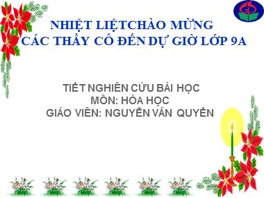 Bài giảng Hóa học Lớp 9 - Tiết 54: Rượu Etylic - Nguyễn Văn Quyến