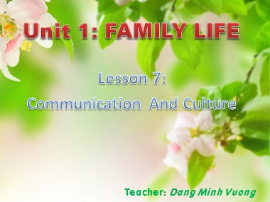 Bài giảng Hình học nâng cao Lớp 10 - Unit 1: Family Life - Lesson 7: Communication and Cuture