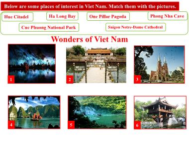 Bài giảng môn Tiếng Anh Lớp 9 - Unit 5: Wonders of Viet Nam - Lesson 1: Getting started