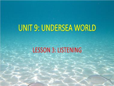 Bài giảng Tiếng Anh Lớp 10 - Unit 9: Undersea world - Lesson 3: Listening