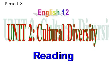 Bài giảng Tiếng Anh Lớp 12 - Unit 2: Cultural diversity - Period 8: Reading