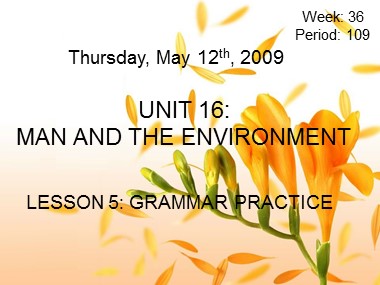 Bài giảng Tiếng Anh Lớp 6 - Unit 16: Man and the environment