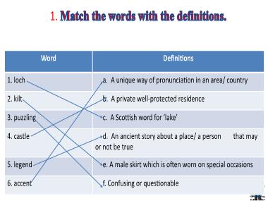 Bài giảng Tiếng Anh Lớp 8 - Unit 8: English Speaking Countries - Lesson 7: Looking back project