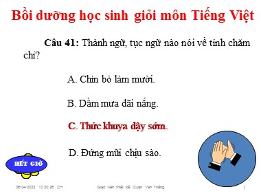 Bồi dưỡng học sinh giỏi môn Tiếng Việt Lớp 5 - Quan Văn Thắng (Phần 2)