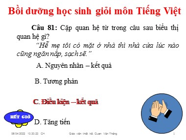 Bồi dưỡng học sinh giỏi môn Tiếng Việt Lớp 5 - Quan Văn Thắng (Phần 3)