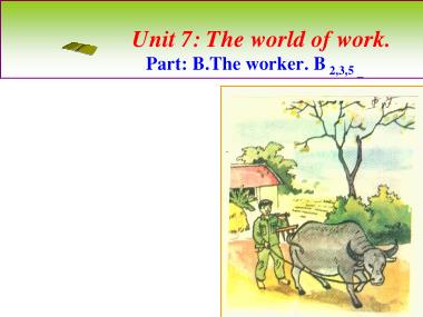 Bài giảng Tiếng Anh Lớp 7 - Unit 7: The world of work - Part: B.The worker. B 2,3,5