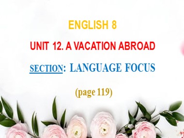 Bài giảng Tiếng Anh Lớp 8 - Unit 12: A vacation abroad - Section: Language focus