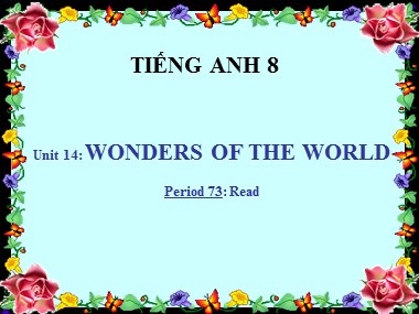 Bài giảng Tiếng Anh Lớp 8 - Unit 14: Wonders of the world - Period 73: Read