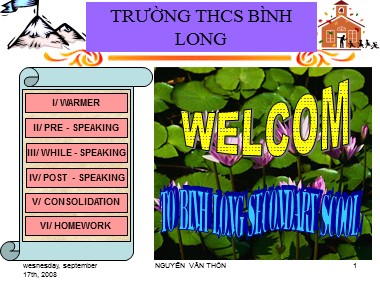 Bài giảng Tiếng Anh Lớp 8 - Unit 3: At home - Lesson 2: Speak